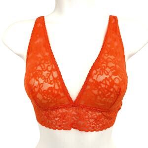 VICTORIA'S SECRET Orange Lace Y2K Triangle Bra VTG Sexy Little Things Bralette L